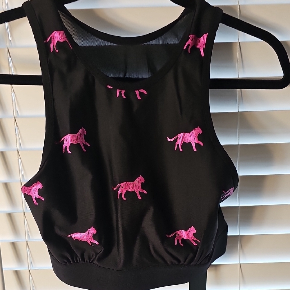 Noli Aria Bra Tiger Foil Black/Fuchsia Size Large NWT